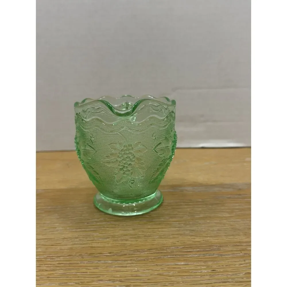 Westmoreland Glass Creamer Pitcher Stippled Grape Uranium Glass